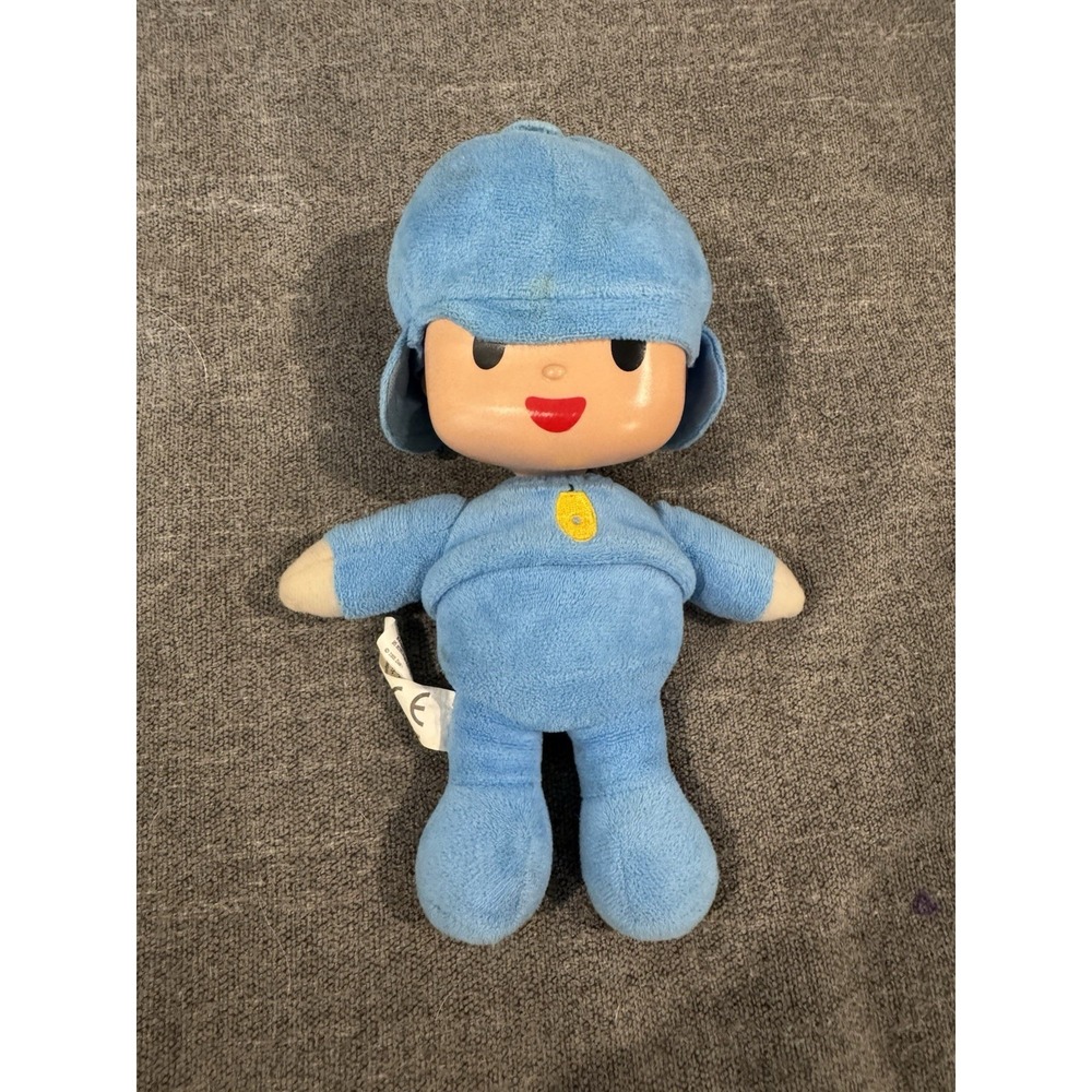 TV Show Pocoyó 9" Plush Doll With Hard Plastic Head Bandai 2006 Stuffed Toy Blue